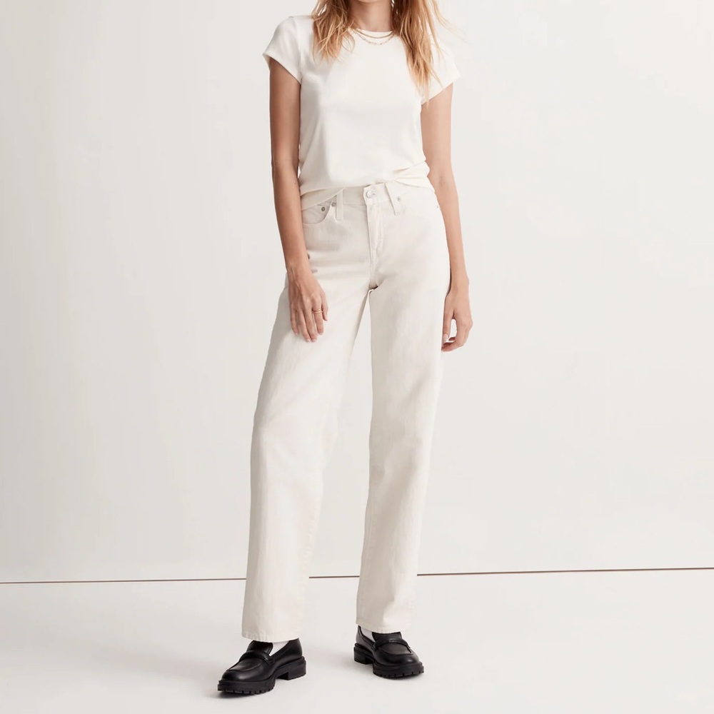 NWT Madewell + Donni The Low Slung Baggy Cream Lightweight Denim 27